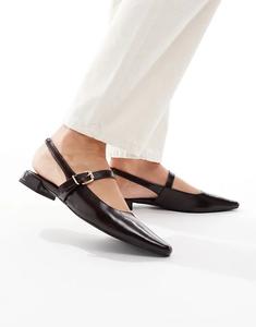 Туфли-лодочки London Rebel Wide Fit Luna с открытым носком, темно-коричневого цвета