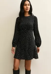 Платье в горошек с длинными рукавами и оборками, мини-платье в повседневном стиле New Look, Black Pattern