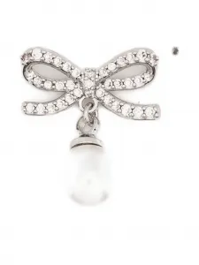 Серьги-подвески с бантом Self-Portrait, серебристый