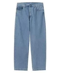 Джинсовые брюки свободного кроя, зауженные книзу, с обильной стиркой. Carhartt Wip, синий