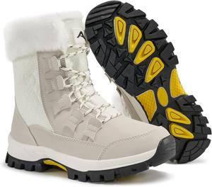 Женские зимние сапоги Alicegana Winter Snow: водонепроницаемые утепленные с искусственным мехом, теплые и удобные, средние по голенище, для улицы, Beige