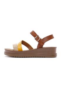 Босоножки на танкетке Platform sandals Derimod, светло-коричневый