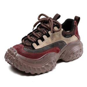 Женские кроссовки с низким верхом, устойчивые к скольжению, износостойкие, дышащие, легкие, увеличивающие рост Devanro, Red