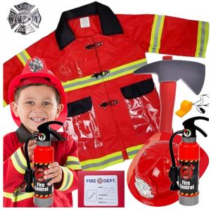 КОСТЮМ ПОЖАРНОГО для ребенка ПОЖАРНЫЙ ШЛЕМ ОГНЕТУШИТЕЛЬ светоотражатели На подарок U784 elektrostator