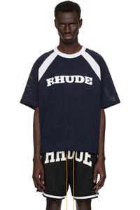 Футболка с логотипом Racing Mesh в сине-белых тонах Rhude