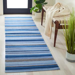 Ковер-дорожка SAFAVIEH, 69 x 275 см, Striped Kilim Collection Blue/Rust STK601M ручной работы из премиальной шерсти для прихожей, гостиной, спальни или кухни