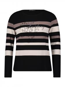 Полосатая рубашка с вырезом-лодочкой, цвет черный/серо-коричневый Betty Barclay