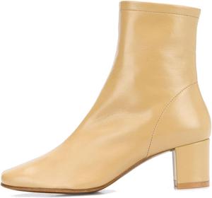 Женские ботильоны SHODENSE на массивном каблуке, носок квадратной формы, с молнией, вестерн-стиль, на щиколотку, с растягивающейся матовой кожей, замшевые челси, средний каблук, удобные, для торжеств, офиса, осень-зима, размеры 4-11 M US, Matte Yellow