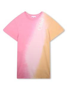 Chloé Kids платье из органического хлопка с логотипом, розовый