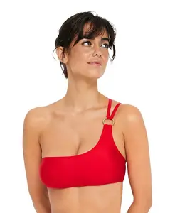 Размеры женского купальника-бандо на одно плечо LSCN by LASCANA, красный