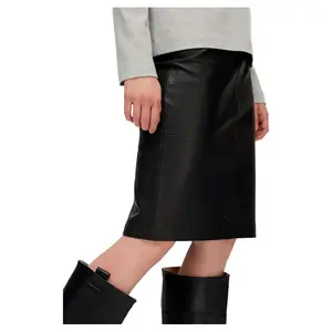 Юбка Selected Maily Leather skirt, черный