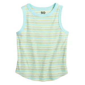 Детский и подростковый топ с высоким воротом для девочек 6-18 лет в обычных и больших размерах So, цвет green stripe
