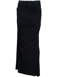 Юбка макси с запахом и отделкой из денима Christopher Esber, синий