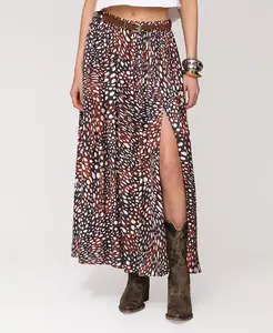 Женская юбка макси в стиле вестерн с высоким разрезом и поясом Avec Les Filles, коричневый