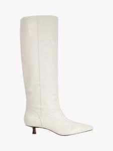 Ботинки Sloan Kitten Heel до колена из кожи Dune London, Ecru