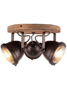Круглый прожектор, 3 лампы, Carmen Wood, диаметр 28 см, обожженная сталь/дерево  Brilliant, Burned steel/holz