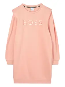 Платье с вышитым логотипом BOSS Kidswear, розовый