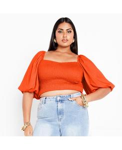 Топ больших размеров с принтом маков CITY CHIC, Floral