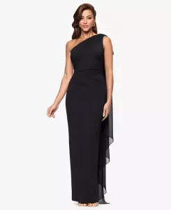 Женское платье с поясом на одно плечо XSCAPE, черный