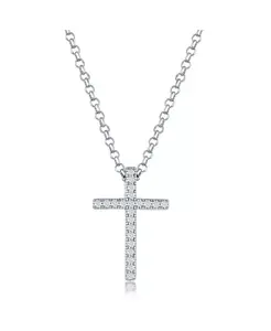 Ожерелье с крестом из стерлингового серебра и фианитами Simona, silver