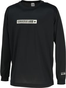 Футболка с длинными рукавами Converse CB252360L с принтом, влагоотводящая, быстросохнущая, черный/серебристый