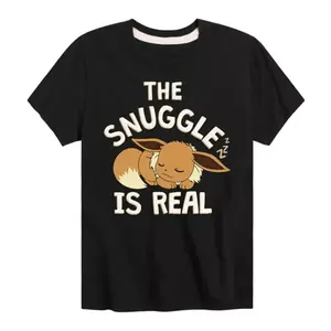 Футболка с принтом покемона Иви "Snuggle Is Real" для мальчиков 8-20 лет Licensed Character, черный