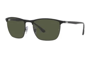 RayBan Металлические квадратные солнцезащитные очки унисекс черные, Black