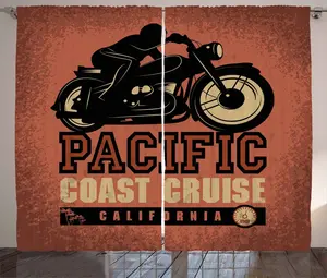 Штора ABAKUHAUS Adventure Rustic, Pacific Cruise, универсальная ленточная штора для гостиной с петлями и крючками, 280 x 175 см, цвет: черный рубин Abakuhaus