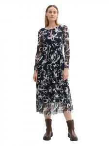 Платье до колена Tom Tailor, цвет dunkelblau/weiß