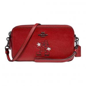 Дисней/Disney, Коллаборация Kira Гладкая Кожаная Сумка Через Плечо, Маленькая Женская Красная Сумка COACH