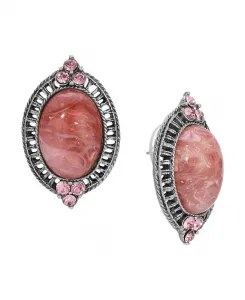 Акриловые серьги-пуговицы с кристаллами 2028, pink