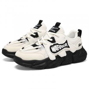 Устойчивые к истиранию утепленные кроссовки на массивной подошве с эффектом увеличения роста Unisex WARRIOR, черный белый (flying fish edition)