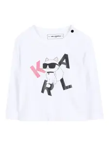 Футболка с длинными рукавами и графичным принтом KARL LAGERFELD KIDS, белый