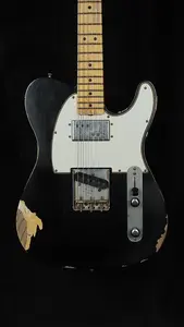 Fender Custom Shop David Brown Masterbuilt Heavy Relic 1974/51 Nocaster в черном цвете поверх Nocaster Blonde