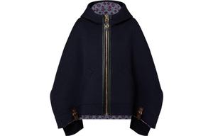 Плащ женский синий с черной надписью Louis Vuitton