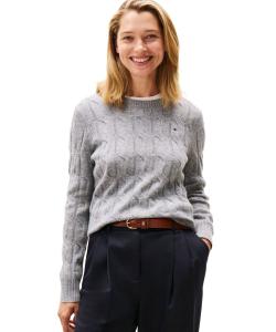 Мягкий шерстяной свитер с косами и круглым вырезом