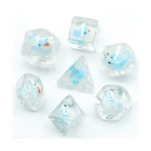 Набор Poly — Синяя птица с белым (7), Dice Sets - Resin/Acrylic - Blue, Green, & Purple (Foam Brain Games)