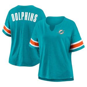 Женская футболка Aqua Miami Dolphins Plus Size Redzone с V-образным вырезом Fanatics