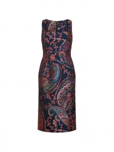 Платье с квадратным вырезом и узором "пейсли" Etro, синий