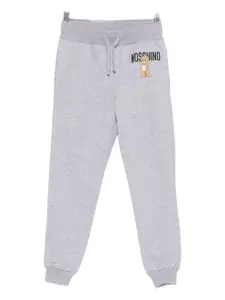 Спортивные брюки с принтом «Тедди» и завязками Moschino Kids, серый