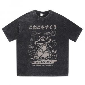 Футболка Unisex Crew Neck Moderate Straight Fit HUANQIU, washed черный