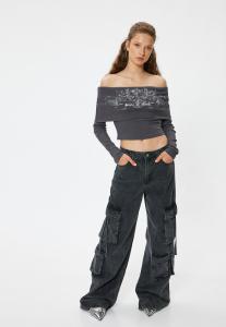 Топ с длинными рукавами MADONNA NECK Koton, антрацит