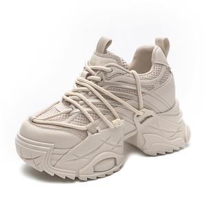 Женские кроссовки с низким верхом и массивной подошвой, увеличивающие рост, с противоскользящей подошвой и износостойкими элементами Shangjinni, Milk Tea