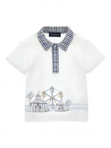 Клетчатая рубашка поло с принтом Monnalisa, белый