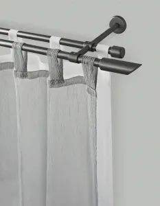 Карниз GARESA "ZYLI", 2 направляющие, желаемая длина, комплект для штор, выдвижной, скошенная кнопка, без колец 360 см, Ø16мм, цвет graphit