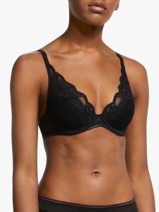 AND/OR Wren кружевной бюстгальтер с глубоким вырезом на косточках, размер чашки BF, черный