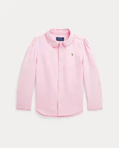 Хлопковая рубашка для девочки Polo Ralph Lauren, розовый