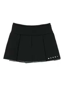 Плиссированная юбка с логотипом Marni Kids, черный
