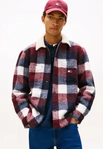 Свободная фланелевая рубашка-футляр из плюшевого флиса, легкая куртка Tommy Jeans, Dark Night Navy Check