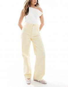 Джинсы в стиле папы ASOS DESIGN цвета сливочного желтого